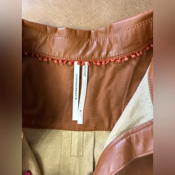 Anthropologie Cedar Half Button Faux Leather Shirt Blouse Women’s Small - Picture 5 of 8